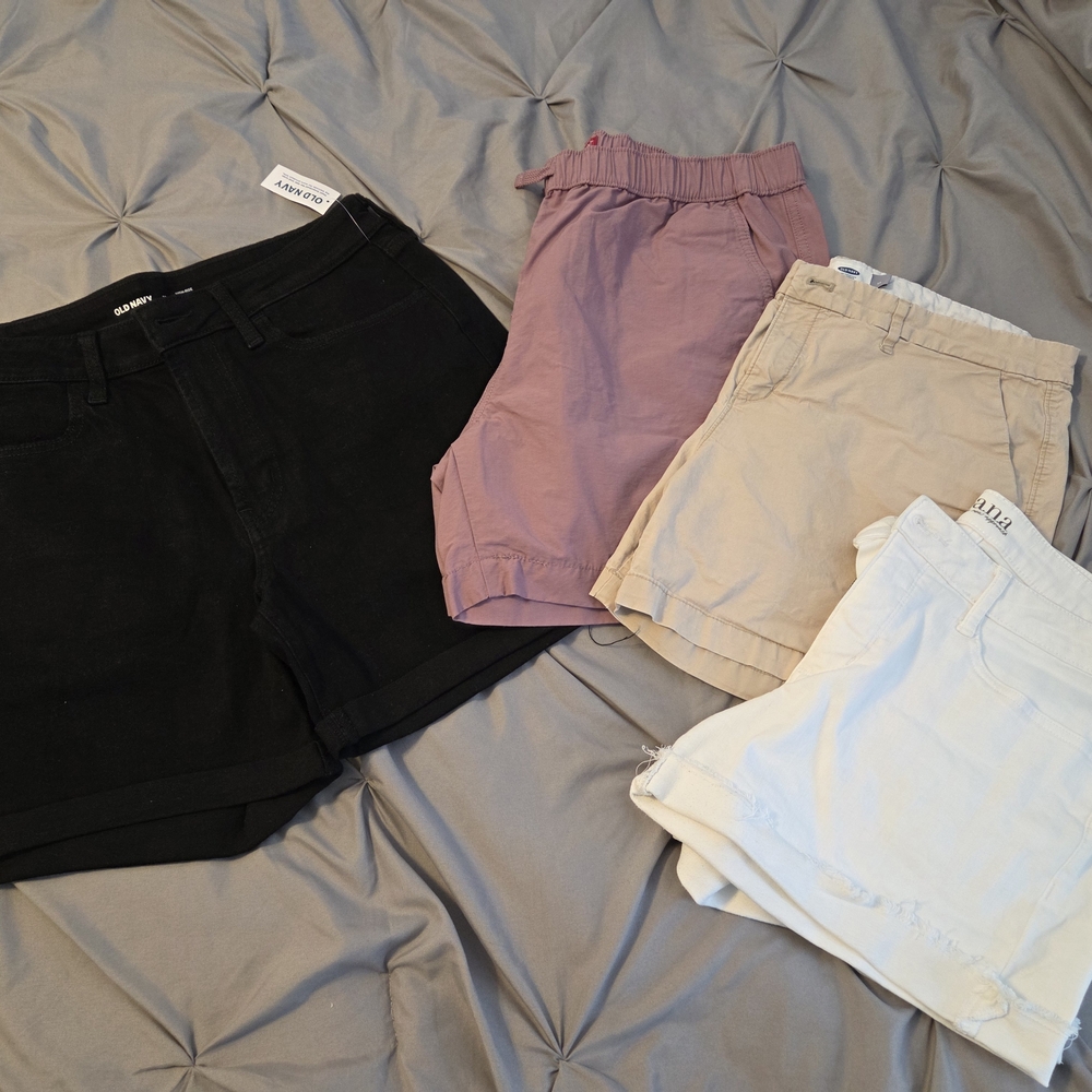 Old Navy High-Waist Shorts Bundle — Black, Mauve, Khaki, White